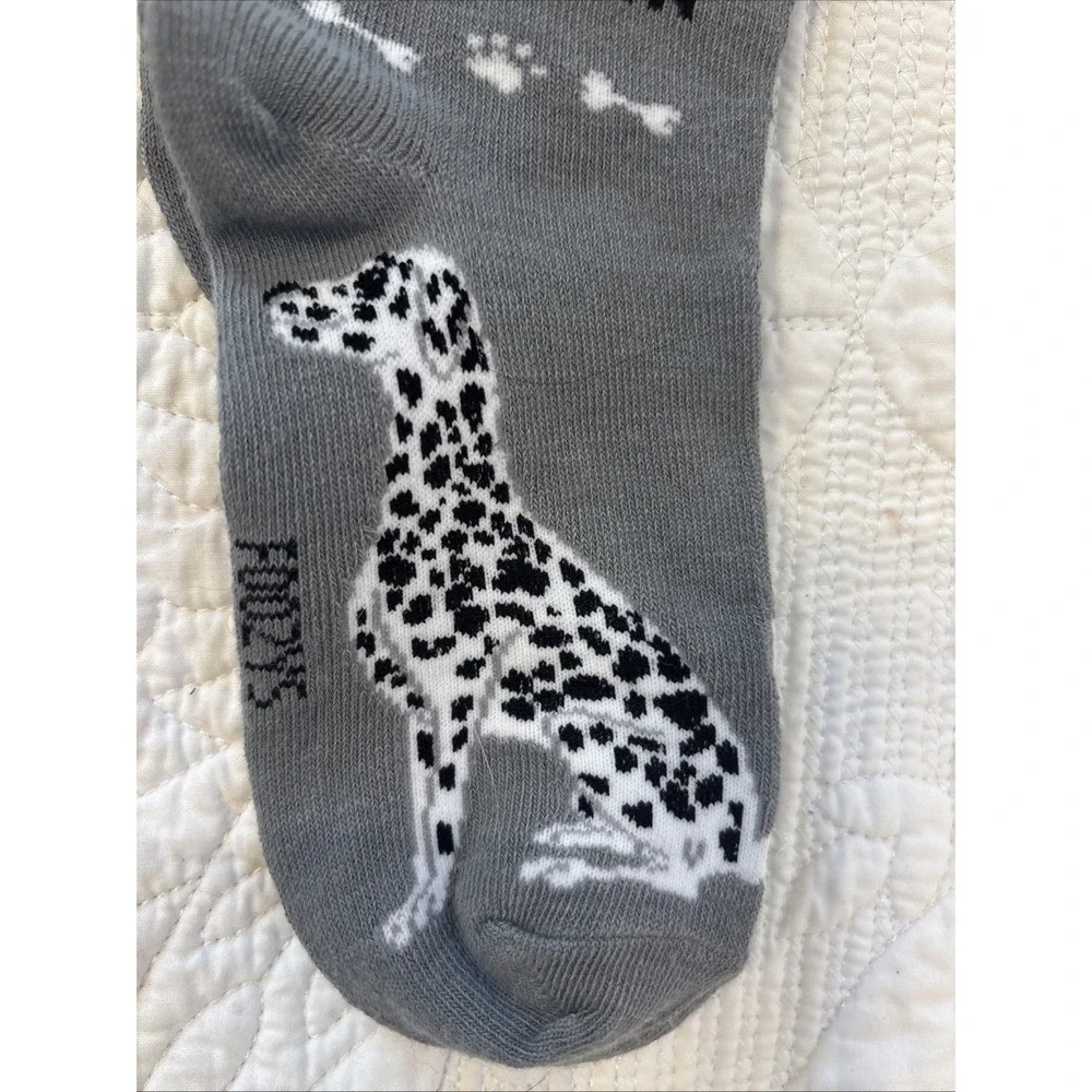 Foozy's Canine Collection Dalmatian Socks Women SZ 9-11 Gray Polyester Blend New